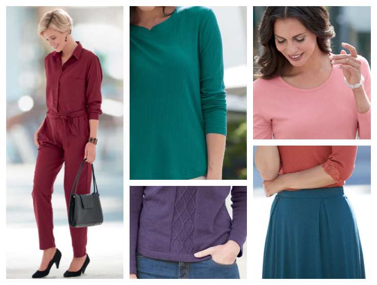clothes for women in rich warm colours