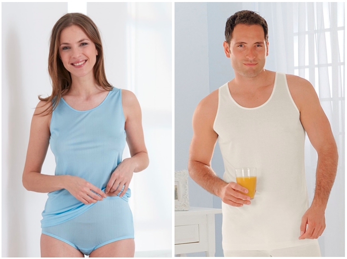 Natural underwear vests for men and women