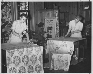 Women printing fabric in the early 20th century