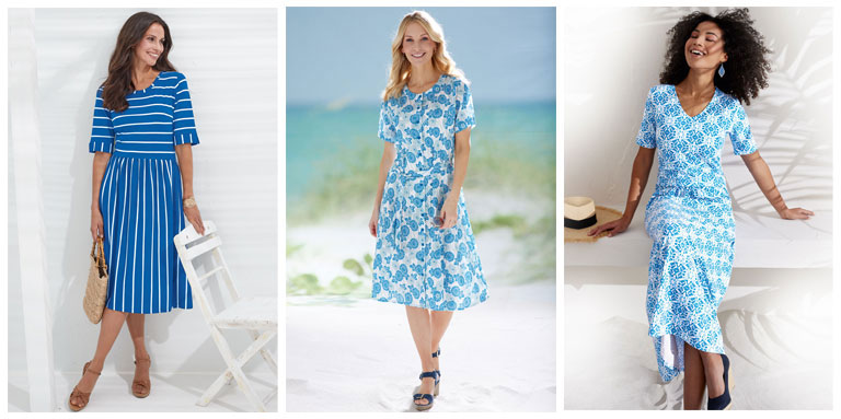 Patra Summer Dresses Blue and White