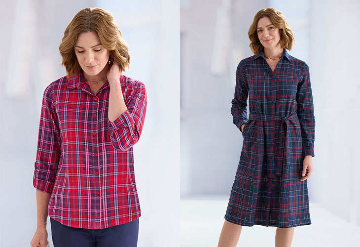 Tartan Pure Cotton Shirt and Tartan Brushed Cotton Shirt Dress