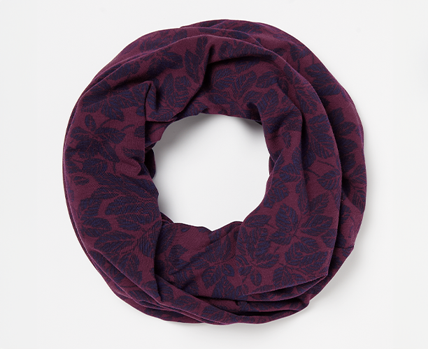 Women's Cotton Snood Scarf in colour Plum