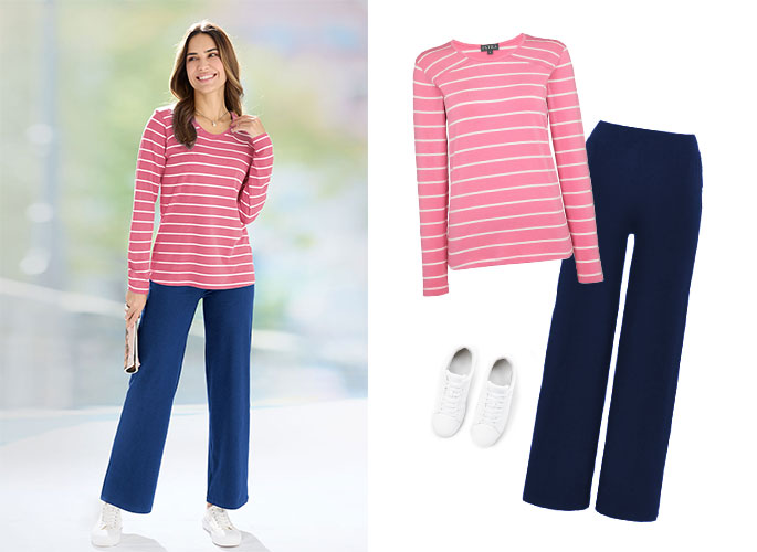 Spring outfit with Breton Striped Bamboo-Cotton Top