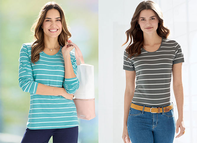 Women's Bamboo Organic Cotton Striped Breton Tops